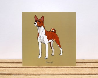 Basenji dog card, birthday or thank you card - Dog lover gift, dog mom/mum/dad card - Dog friendship card, square blank card