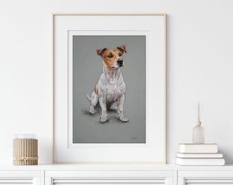 Jack Russell Terrier dog art print - Terrier lover gift pastel sketch - Dog wall art limited edition - Rat terrier print unmatted or matted