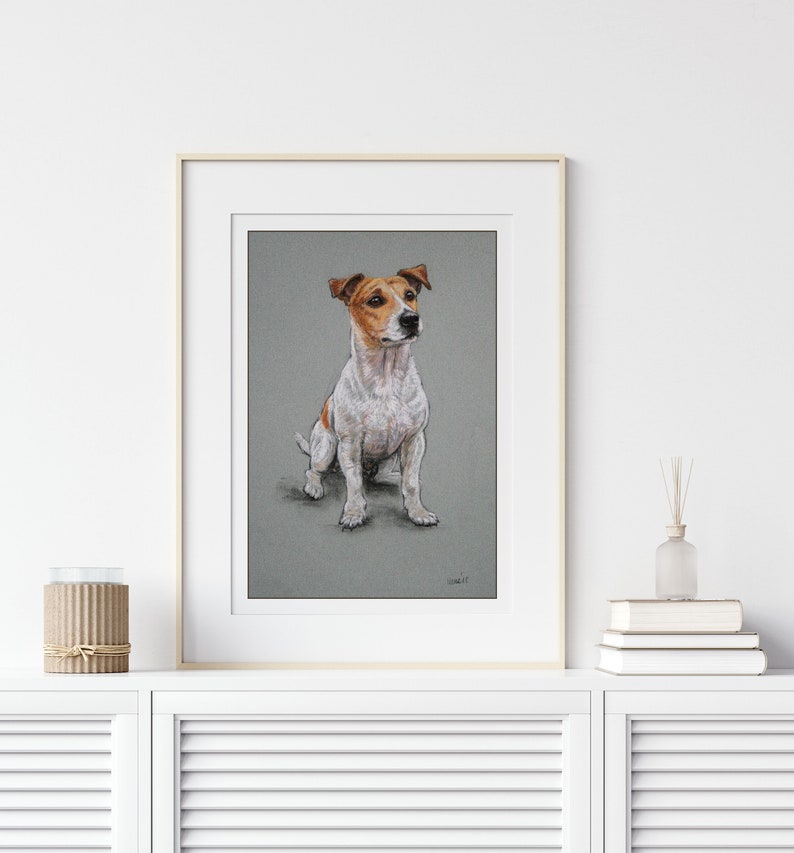 Jack Russell Terrier Dog Art Print Terrier Lover Gift Pastel Sketch Dog ...