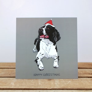 Springerspaniël hond kerstkaart - kaart van de hond - hond moeder/vader kaart - spaniel minnaar cadeau - verkrijgbaar in 3 verschillende kleuren