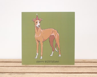 Whippet dog birthday card - Whippet lover blank card - Card from the dog - Dog mom/dad card - Dog lover Whippet gift - 3 colours available