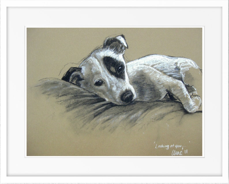 Jack Russell Terrier dog art print, Gifts for pet lover cute dog lover gift, Limited edition from an original pastel unmounted or mounted image 6