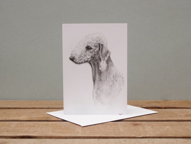 Bedlington Terrier dog card Birthday card Birthday or thank you card Card for dog Card from dog Postcard for dog lover image 2