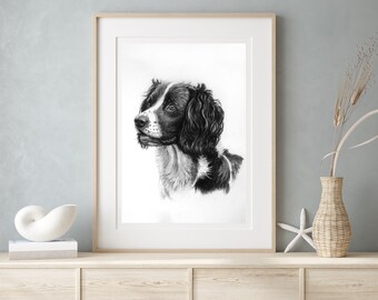 Springer Spaniel dog wall art print - Spaniel lover gift for mom or dad - Fine art print country home decor - Limited edition dog picture