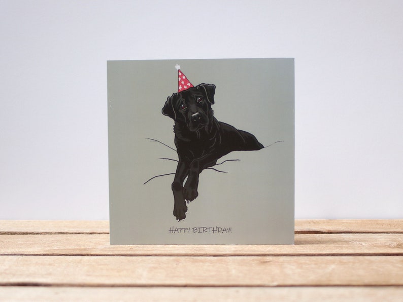 Black Labrador dog birthday card Grey/gray greetings card from the dog Lab Retriever owner card Dog mom gift Dog lover/groomer gift image 1
