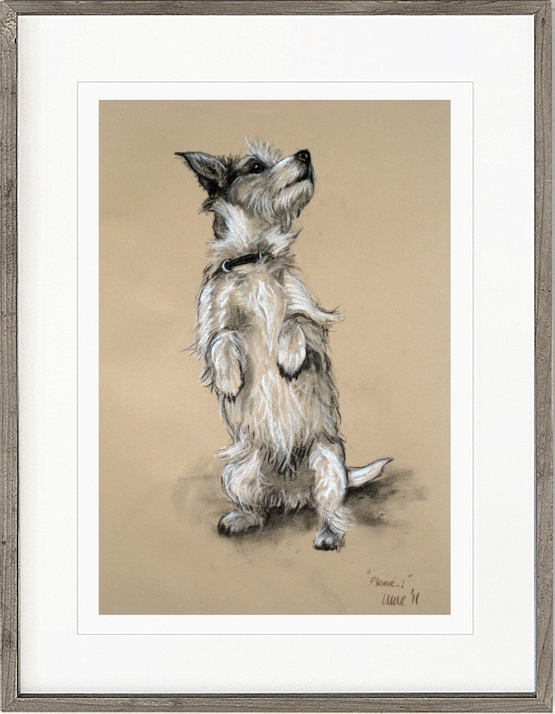 Jack Russell Terrier dog art print, Wall art dog lover gift, Country home decor pastel drawing, Available unmounted or matted ready to frame image 8