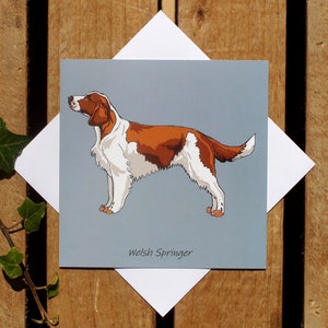 Welsh Springer Spaniel dog card Birthday or thank you card Dog mom/dad card Spaniel lover gift Square blank card Pet portrait zdjęcie 5