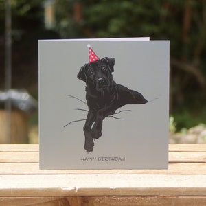 Black Labrador dog birthday card Grey/gray greetings card from the dog Lab Retriever owner card Dog mom gift Dog lover/groomer gift image 3