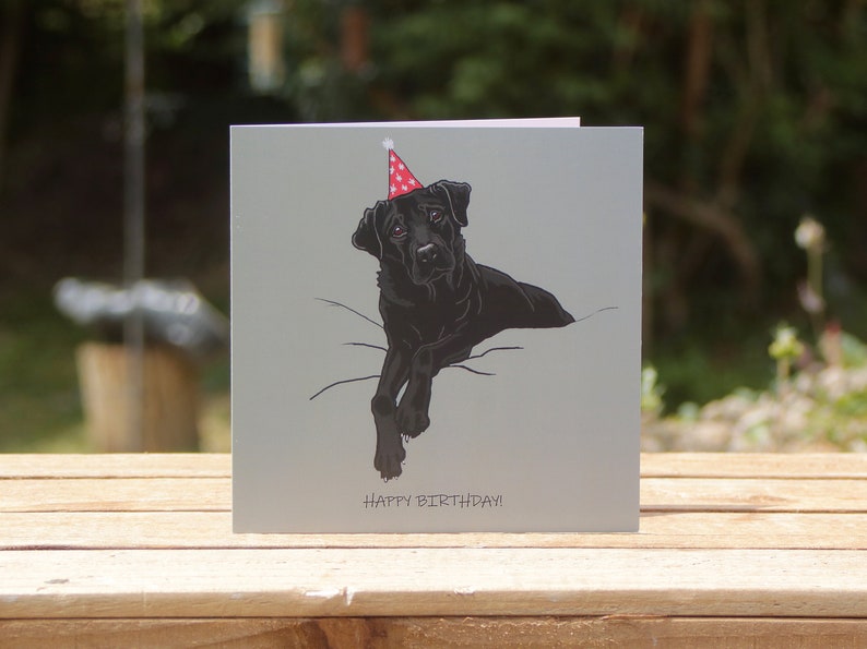 Black Labrador dog birthday card Grey/gray greetings card from the dog Lab Retriever owner card Dog mom gift Dog lover/groomer gift image 3