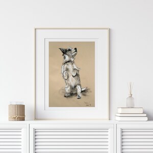 Jack Russell Terrier dog art print, Wall art dog lover gift, Country home decor pastel drawing, Available unmounted or matted ready to frame image 4