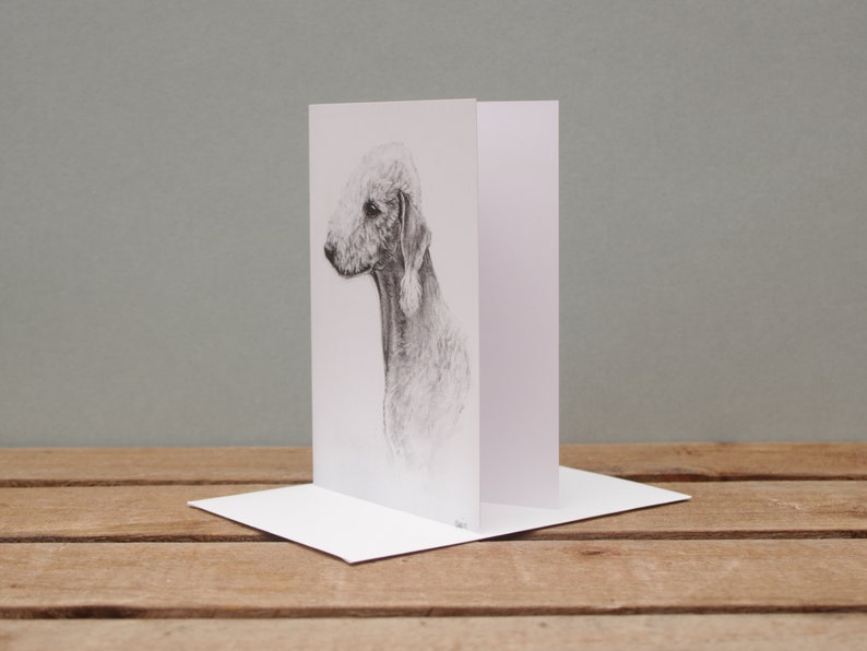 Bedlington Terrier dog card Birthday card Birthday or thank you card Card for dog Card from dog Postcard for dog lover image 3