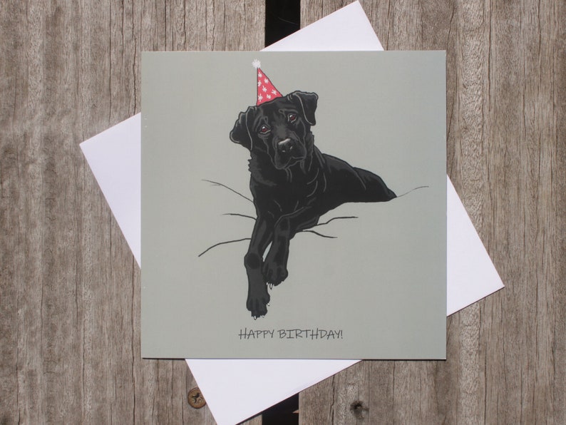 Black Labrador dog birthday card Grey/gray greetings card from the dog Lab Retriever owner card Dog mom gift Dog lover/groomer gift image 2