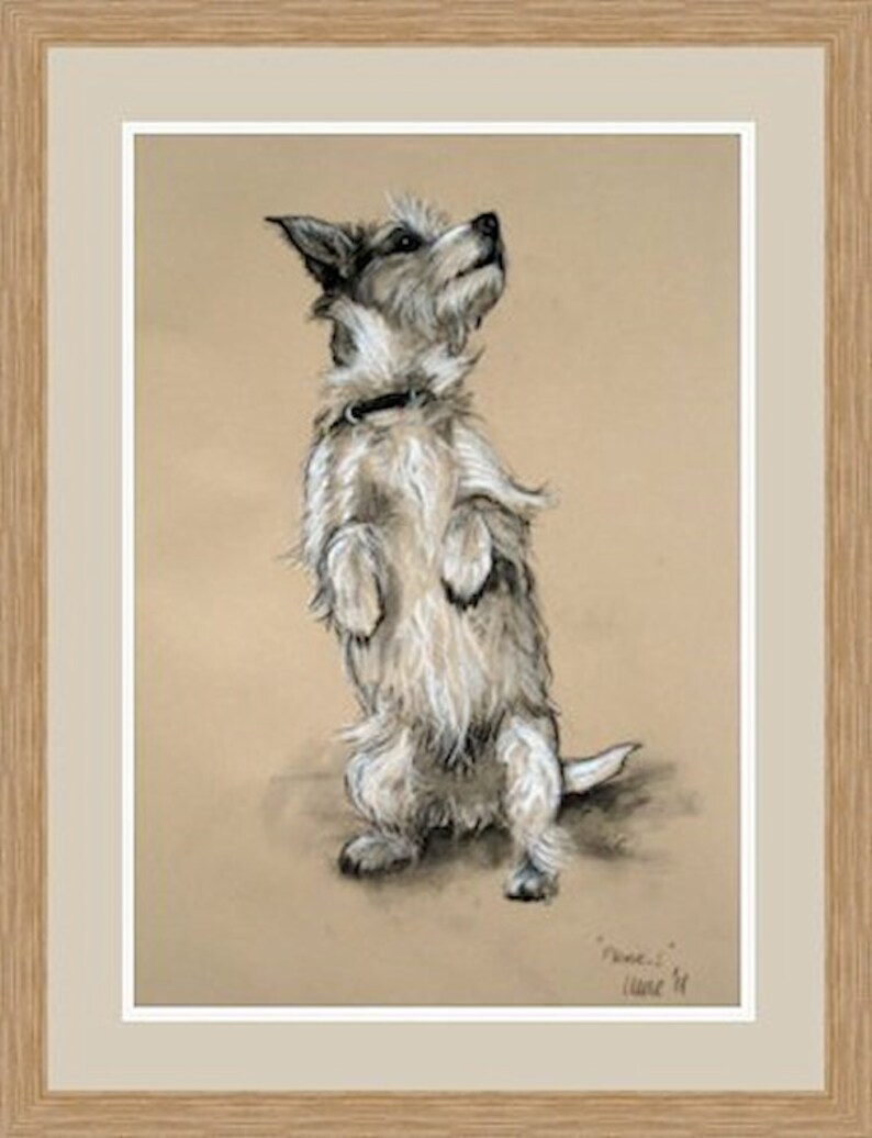 Jack Russell Terrier dog art print, Wall art dog lover gift, Country home decor pastel drawing, Available unmounted or matted ready to frame image 7