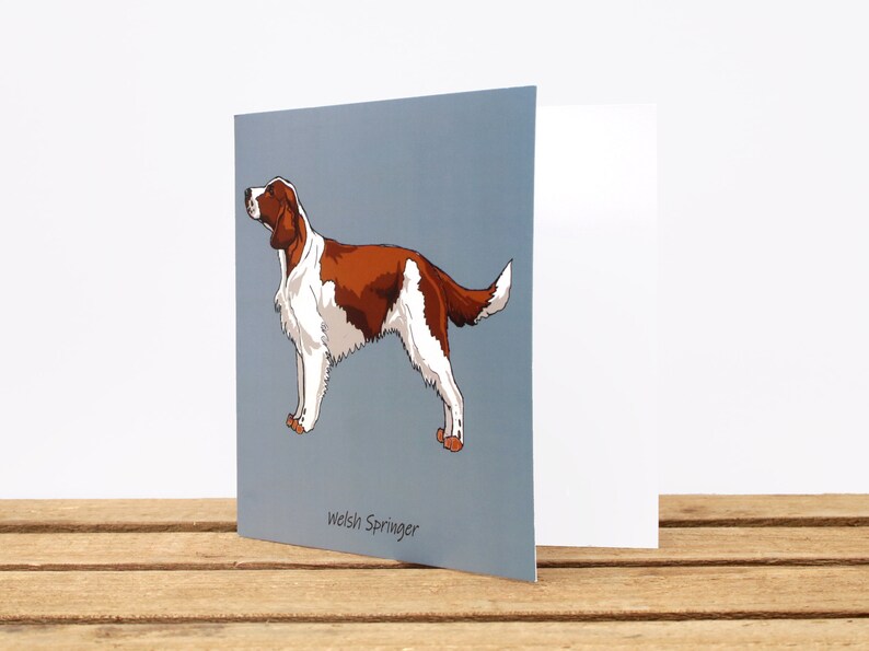 Welsh Springer Spaniel dog card Birthday or thank you card Dog mom/dad card Spaniel lover gift Square blank card Pet portrait zdjęcie 2