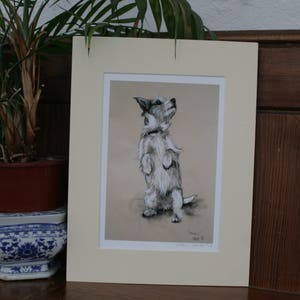 Jack Russell Terrier dog art print, Wall art dog lover gift, Country home decor pastel drawing, Available unmounted or matted ready to frame image 6