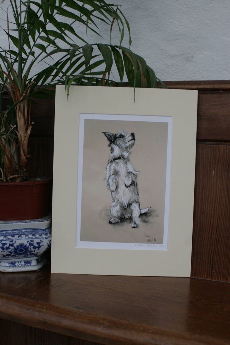 Jack Russell Terrier dog art print, Wall art dog lover gift, Country home decor pastel drawing, Available unmounted or matted ready to frame image 6