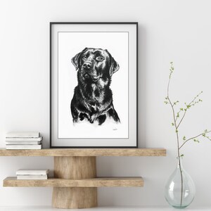 Black Labrador dog charcoal art print Gift for dog lover/groomer/vet Limited Edition dog print Lab mom or dad artwork present image 4