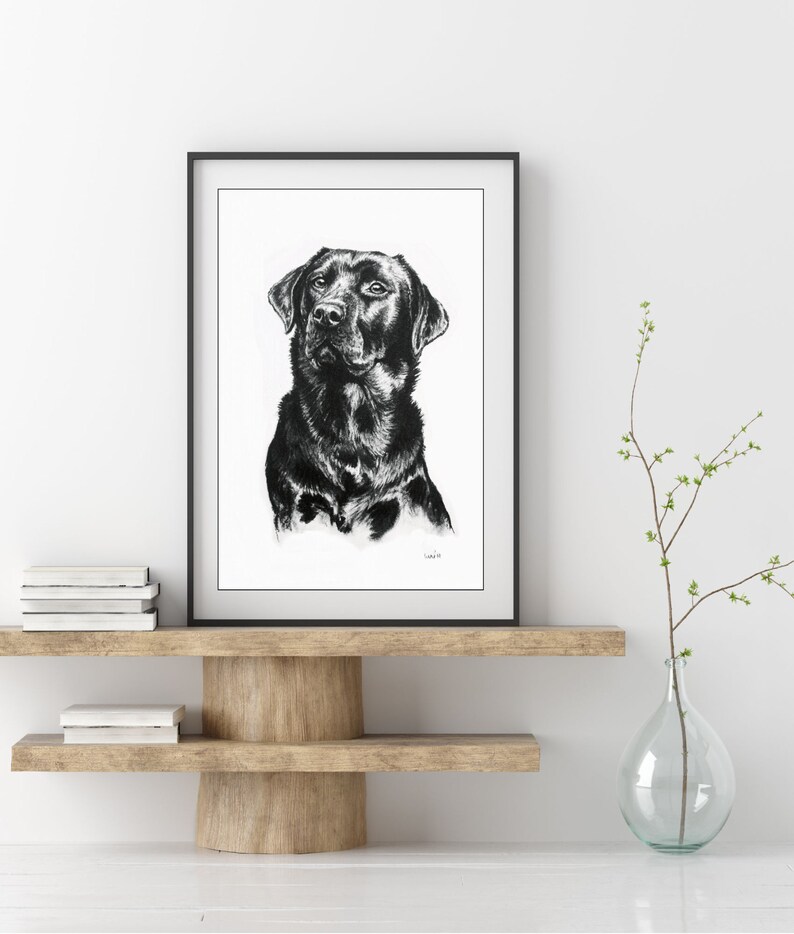 Black Labrador dog charcoal art print Gift for dog lover/groomer/vet Limited Edition dog print Lab mom or dad artwork present image 4