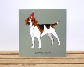 Beagle dog birthday card - Three colours available - Card from the dog - Dog mom/dad card - Beagle lover gift - Blank funny card