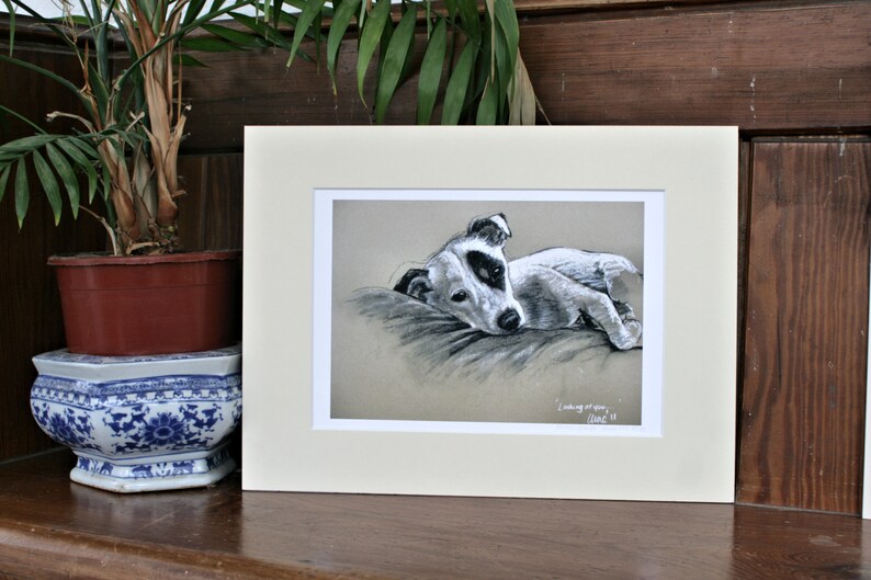 Jack Russell Terrier dog art print, Gifts for pet lover cute dog lover gift, Limited edition from an original pastel unmounted or mounted image 4