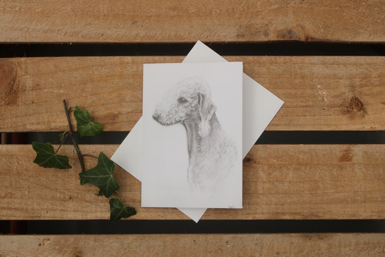 Bedlington Terrier dog card Birthday card Birthday or thank you card Card for dog Card from dog Postcard for dog lover image 1