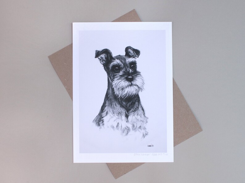 Miniature Schnauzer dog art print Terrier dog wall art Black & white dog lover gift From an original charcoal sketch image 5