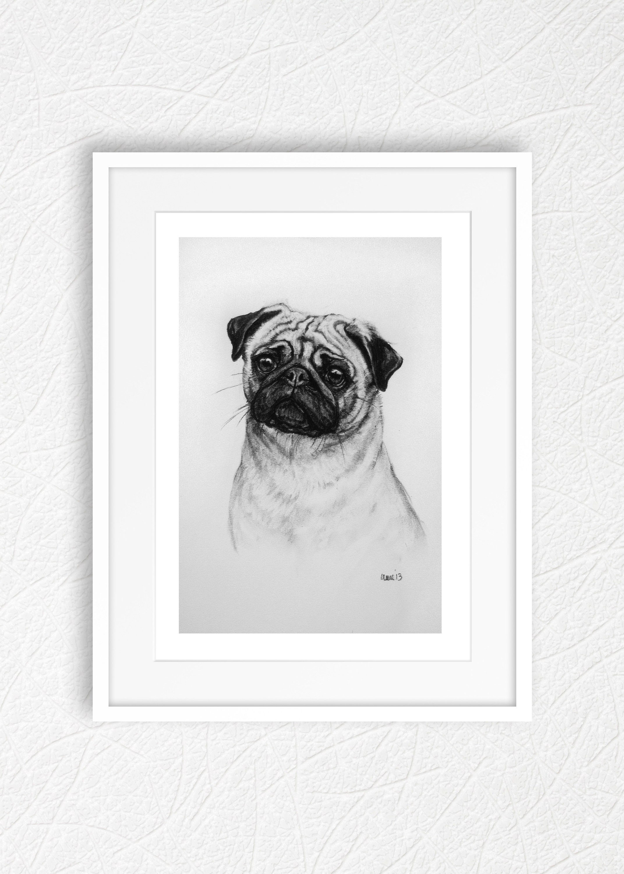 Pug dog wall art giclee print Gift for dog lover or present Etsy