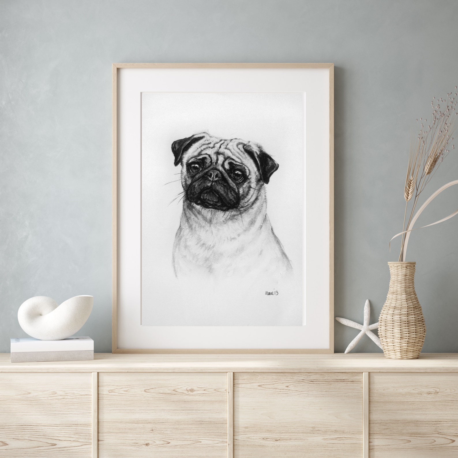 Pug Dog Wall Art Giclee Print Gift for Dog Lover or Present Etsy