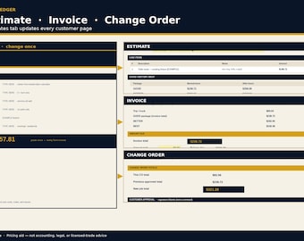 Offertesjabloon Excel | Wijzigingsopdracht | Factuurformulieren aannemer | Loodgieter HVAC