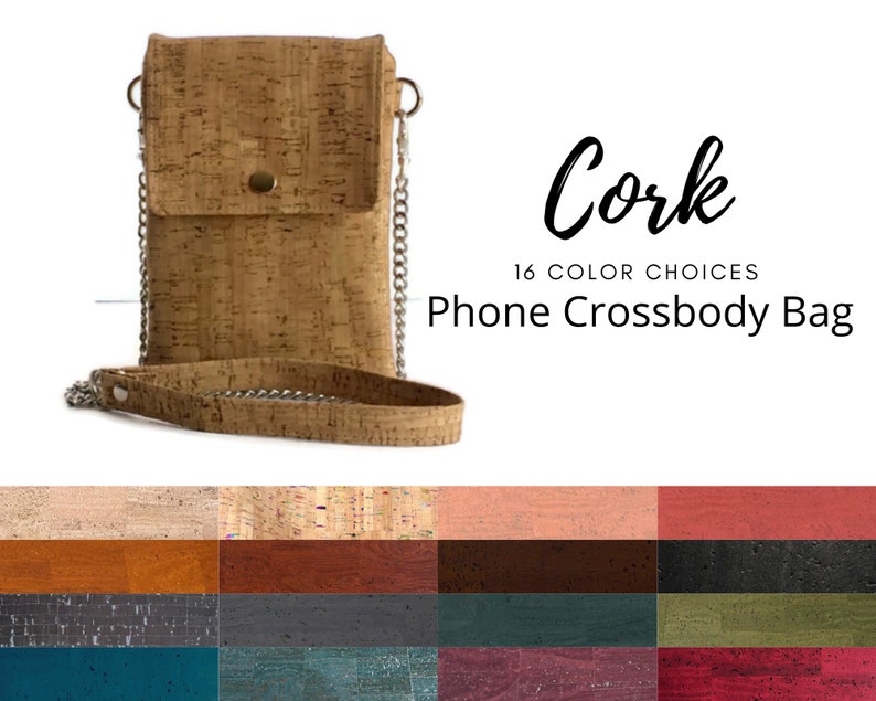 Cell Phone Purse Cork Crossbody Bag 16 Cork Color Choices Etsy