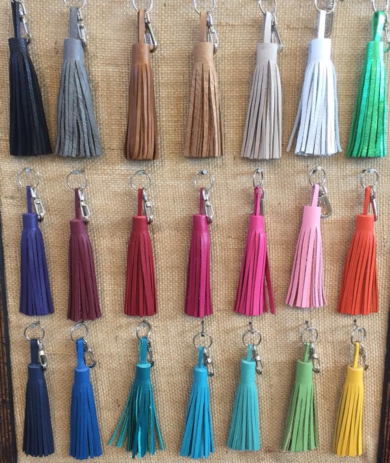 Leather Tassel Keychain Zipper Pull Handbag Tassel Gift Etsy