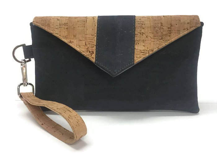 Gray Cork Wristlet Cork Wallet Cork Clutch Etsy