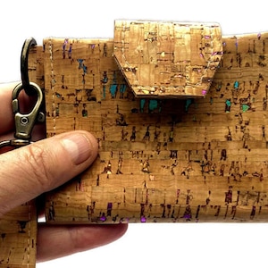 Cartera con llavero, cartera pequeña de muñeca, corcho metálico arcoíris, regalo para mamá