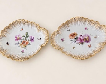 Antique KPM Berlin Hand-Painted Floral & Butterfly Porcelain Serving Platter