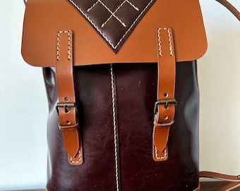 Hand sewn leather backpack