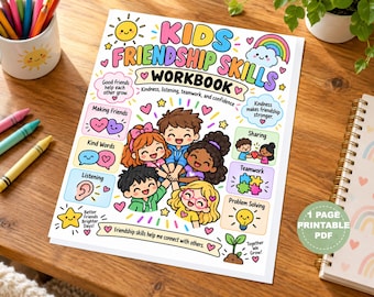 Kids Friendship Skills Workbook, Social Emotional Learning Activities (Printable PDF)