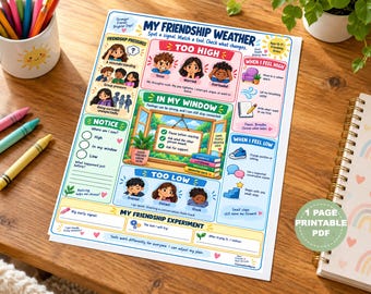 Friendship Weather Chart for Kids Teens Social Skills Coping Tool Printable