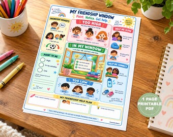 Friendship Window Poster, Social Emotional Learning Tool, Calm Down Coping Skills (Digital Download)