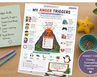 My Anger Triggers for Kids, Emotional Regulation, Coping Skills (Digital Download)