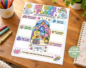 My Safe Place Worksheet for Kids, Calming Mindfulness Activity (Digital Download)