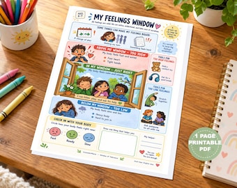 Feelings Window Chart, Emotional Regulation Tool for Kids (Digital Download)