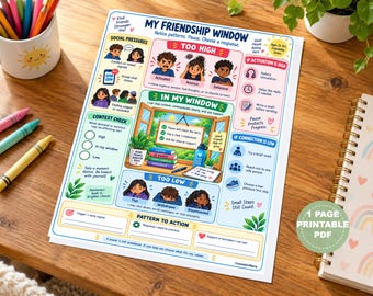 Teen Friendship Window Infographic, Social Skills SEL Tool (Digital Download)