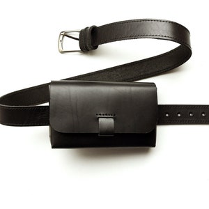 Black bum bag, Leather belt bag, waist bag