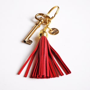 Personalized tassel key chain, Mini real leather tassel, Many colors