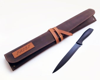 Personalized leather knife case, 1 slot, Leather chiefs knife case