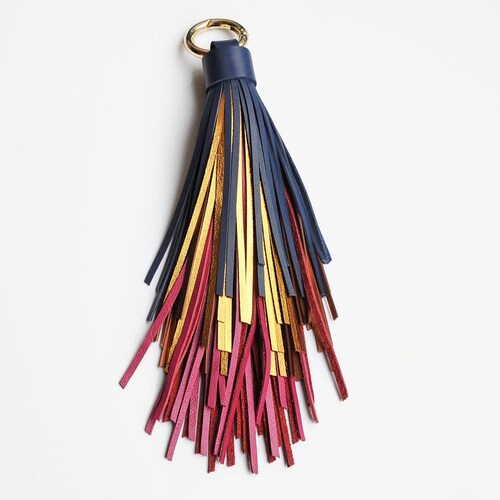 Large Leather Tassel Keychain Colorful Tassel Bag Charm Etsy