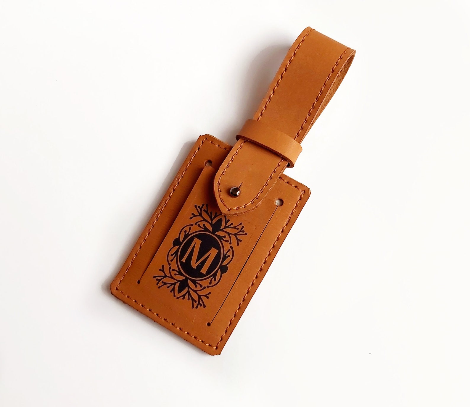 Monogrammed Leather Luggage Tag Custom Gift Personalized Etsy