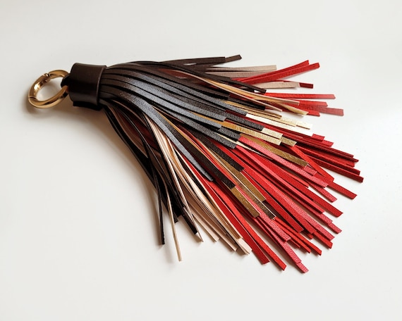 LEATHER KEY TASSEL NAPPA BLACK W/GUN METAL LEATHER KEY TASSEL NAPPA BLACK W/GUN METAL
