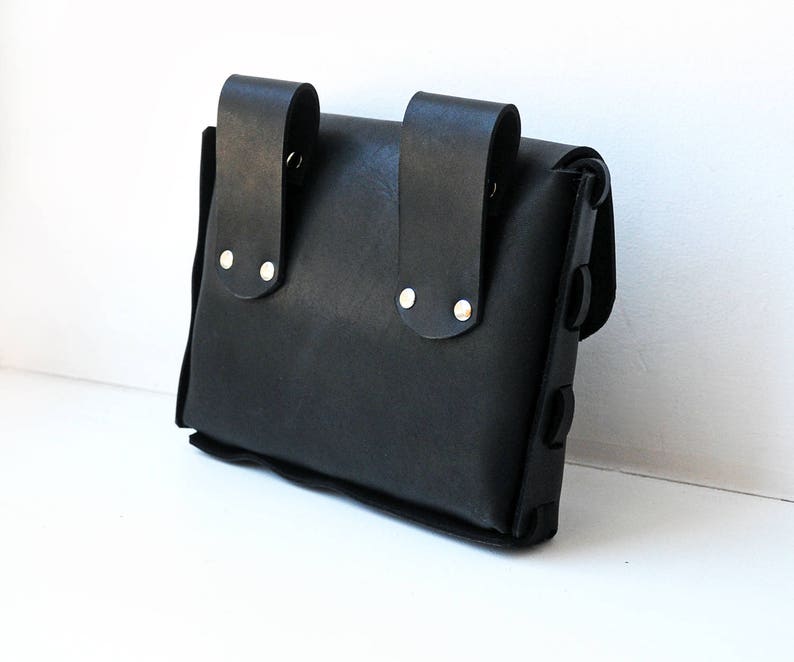 Leather belt bag. Black hip bag festival bag | Etsy