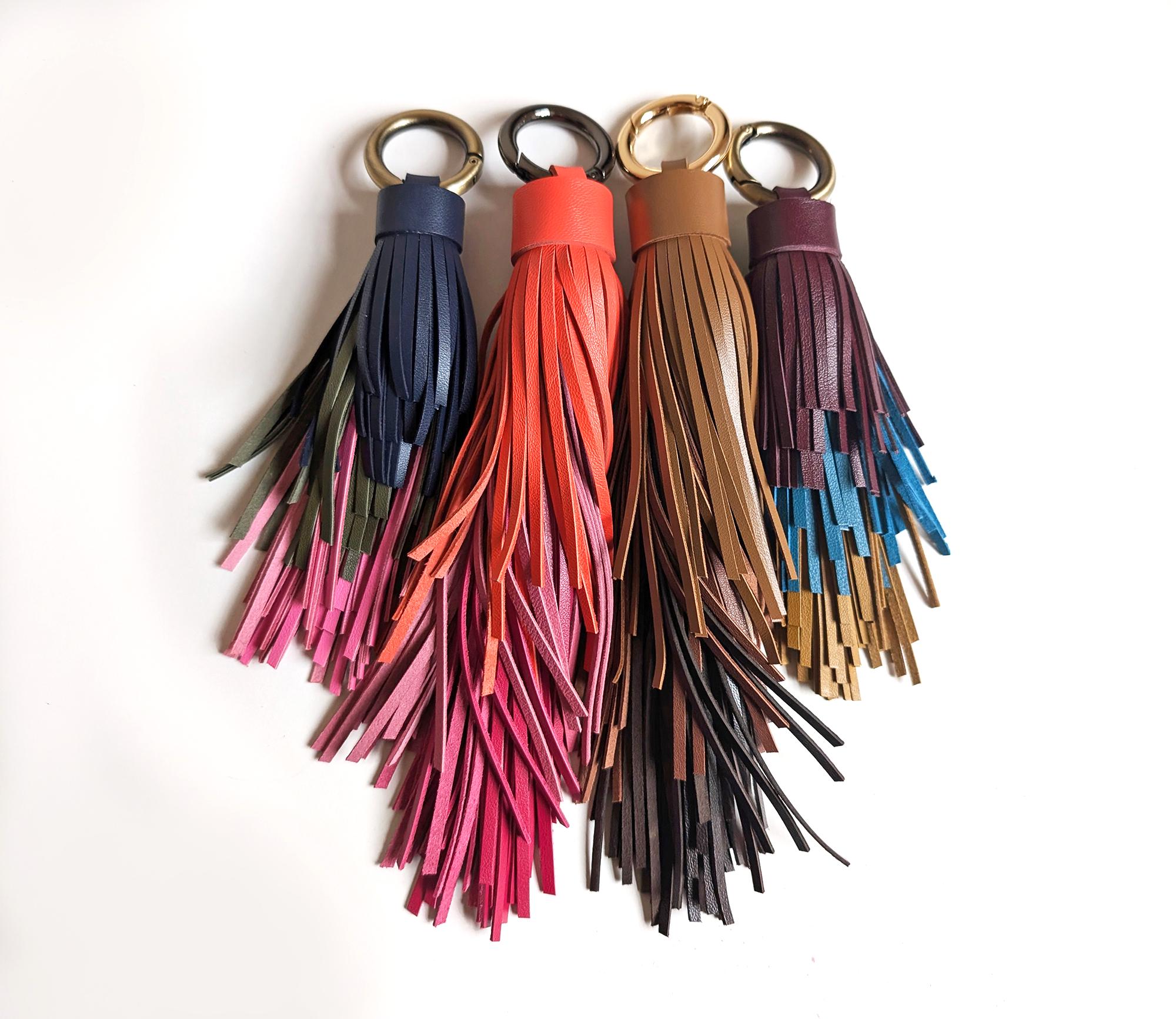 Bijou de sac, porte clef, cuir noir véritable, nature, écologie
